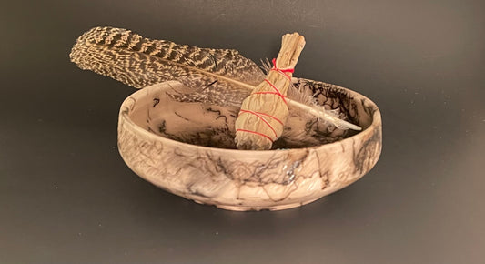 Chattered Smudge Horse Hair Pottery Bowl (3)