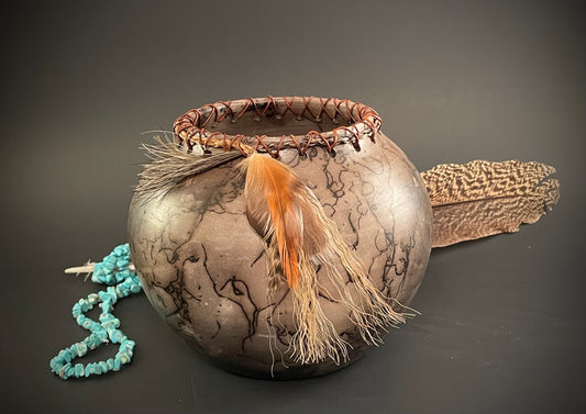 Globe Leather Stitched Lip Horse Hair Pottery