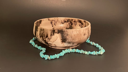 Chattered Smudge Horse Hair Pottery Bowl (1)