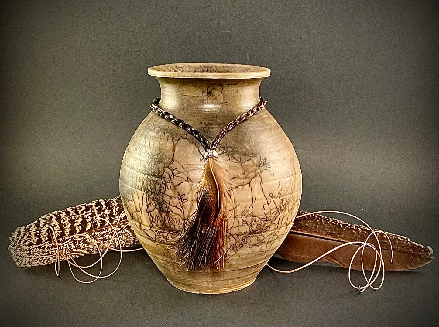 Buckskin Braided Neck Horse Hair Pottery